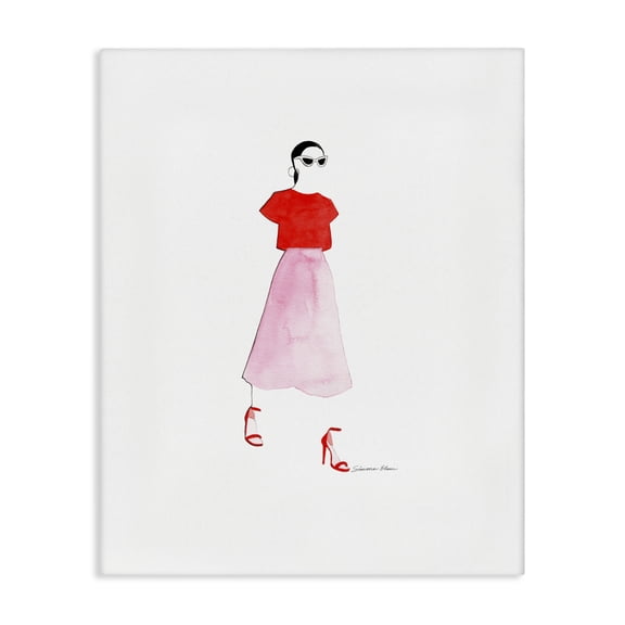 Stupell Industries Art Deco Girl in Pink & Red Canvas Art, 16 x 20, by Simone Elum