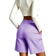 thumbnail image 4 of Hurxie Womens Gingham Lounge Shorts High Waisted Summer Pajama Beach Casual Loose Fit Summer Shorts with Pockets Purple,M, 4 of 6