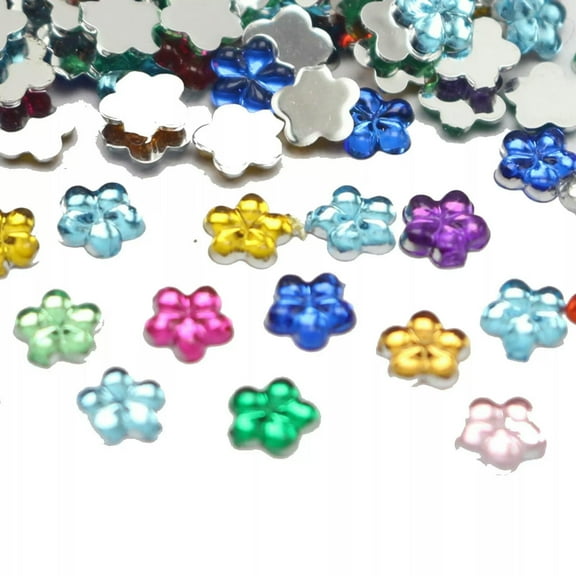 U8MO 1000 Mixed Colour Acrylic FlatBack Mini Flower Gems Rhinestones 4mm