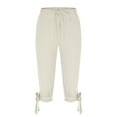 thumbnail image 4 of hotojiny Men's Capri Pants Lightweight Baggy 3/4 Shorts Drawstring Elastic Waist Beach Cropped Trousers with Pockets, 4 of 5