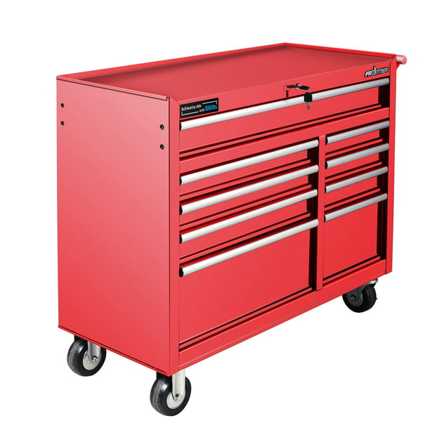Frontier 42 Inch 9 Drawer Steel Bottom Chest Tool Box In Red