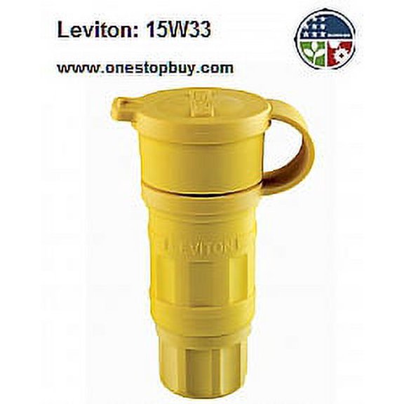 Leviton 15W33 5-20R Wetguard Connector Industrial - Yellow