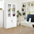 AYFDEGT Metal with Lock White Tall Office with 2 Glass