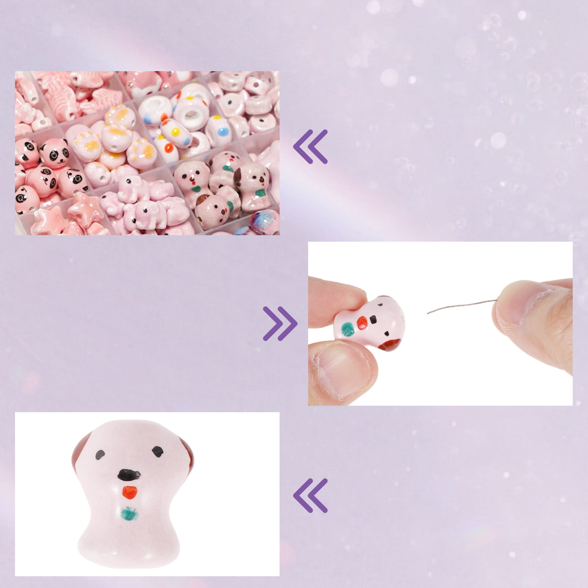 Unique Bargains Versatile Aesthetic Ceramic Beads for Jewelry Making Puppy Shape