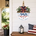 thumbnail image 3 of Patriotic Door Hanger God Bless America Wooden Front Door Sign with American Flag Bow & Faux Greenery, 14 Inch 4th of July Independence Day Memorial Day Porch Wall Decor, 3 of 8