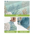 thumbnail image 4 of Teal Beach Coastal Bar Stool Covers Set of 4, Summer Nautical Coral Shell Botanical Stretch Washable Bar Chair Covers with Backs, Removable Pub Counter Height Chair Cover for Kitchen Dining Room Cafe, 4 of 7