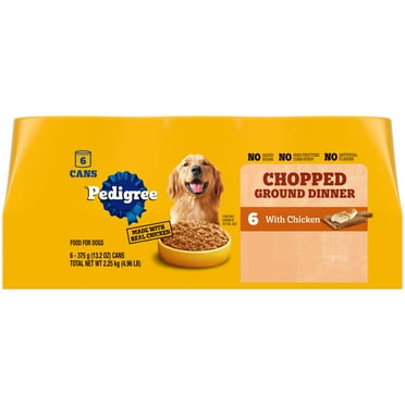 Pedigree Chopped Ground Dinner With Chicken Adult Canned Soft Wet Dog Food, 13.2 Oz. Cans 6 Pack