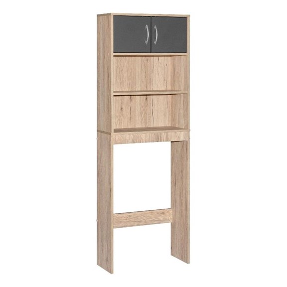 Better Home Products Ace Over the Toilet Storage Rack in Natural Oak & Dark Gray