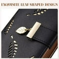 thumbnail image 4 of Nvzi Cartera de cuero con hojas largas y doble pliegue, tarjetero, monedero con cremallera y hebilla, elegante cartera de mano, 4 of 5