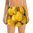 thumbnail image 2 of Susaid Ripe Yellow Lemon Print Women's High Waisted Running Shorts Quick Dry Athletic Gym Track Workout Shorts Zip Pocket-X-Large, 2 of 7