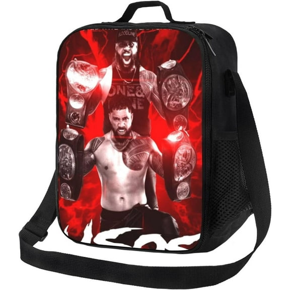 Wrestling Insulated Lunch Box John Cena Printed Lunch Bag Work Reusable Lunch Bag for Work Travel Sport Beach Picnic Wrestling Fan Gift Black