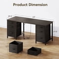 thumbnail image 4 of 63 Inch Office Desk with 6 Fabric Drawers, Large Computer Desk for Home Office with Hidden Storage Shelves, Black, 4 of 6