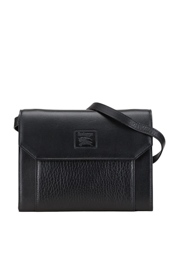 Pre-Owned Burberry crossbody shoulder bag in black leather for women. (Good)