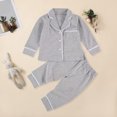 thumbnail image 2 of Ulanda Baby Button Down Pajamas Set Shirt and Pants Toddler Cotton Pjs Long Sleeve Sleepwear (Grey, 12-18 Months), 2 of 5