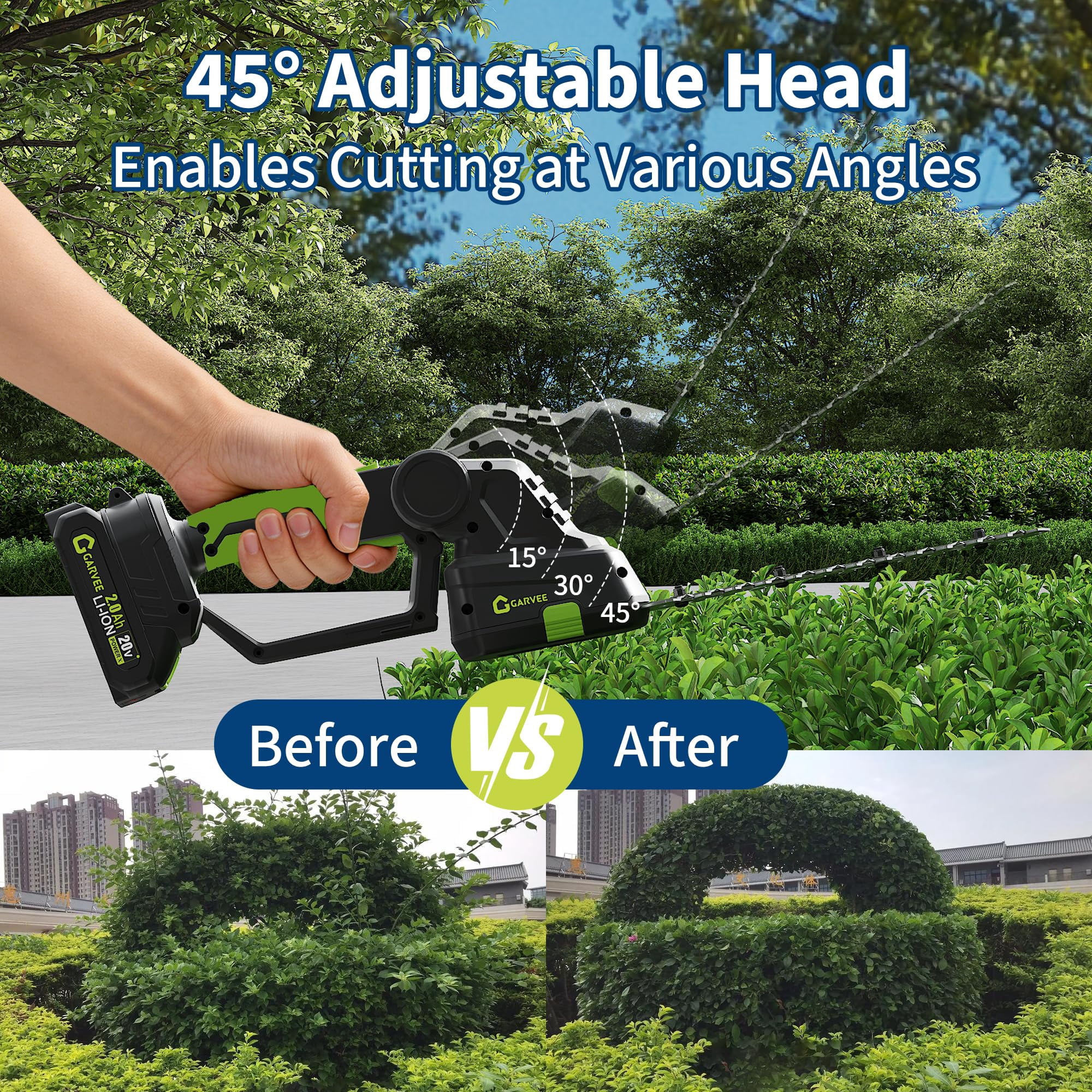 20V Cordless 2-in-1 Hedge Trimmer & Weeding Tool – Dual Blade System – Lightweight, Adjustable, Ideal for Shrubs, Hedges & Garden Edging