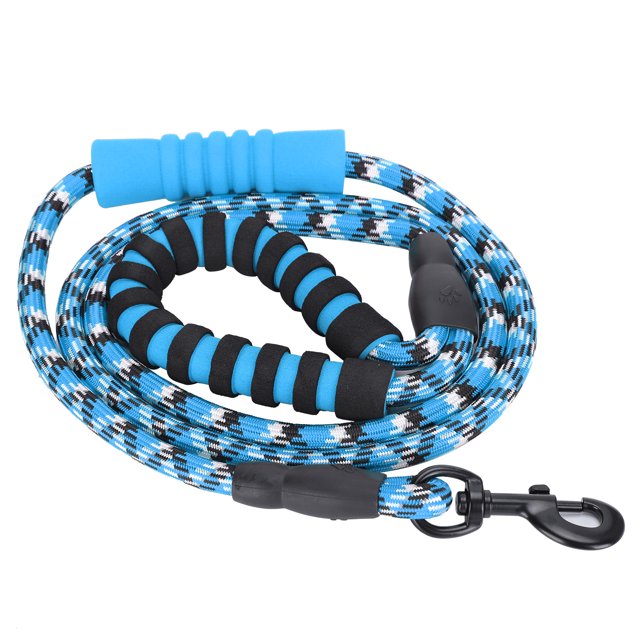 Dog Rope Leash, Dog Leash Reflective Pet Pulling Leash Lightweight Wear Resistant With 360 Degrees Rotating Metal Hooks For Outdoor Blue