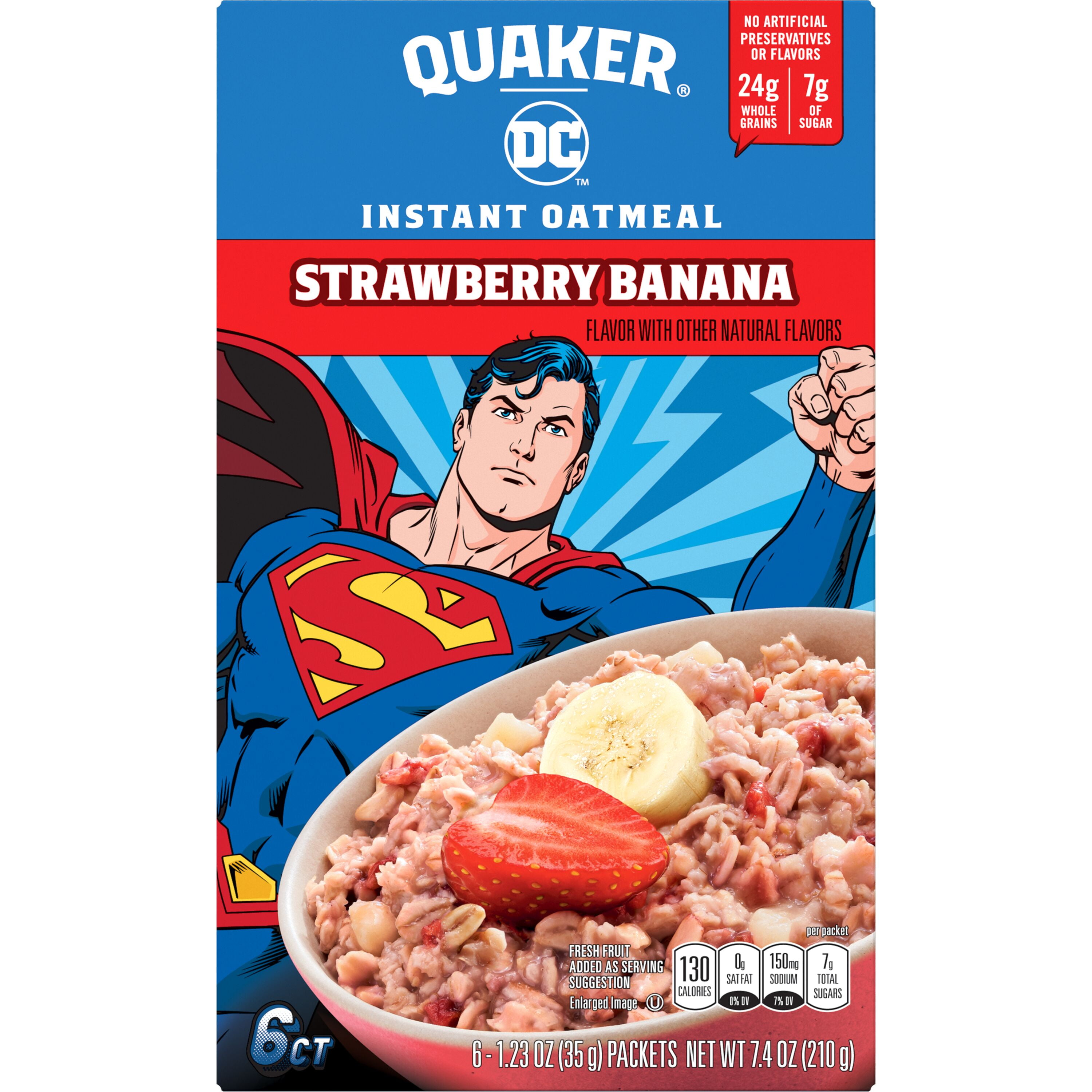 Quaker Kids Instant Oatmeal, Strawberry Banana, 1.51 oz, 6 Packets (Packaging May Vary)