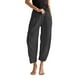thumbnail image 1 of Pantalones anchos de lino para mujer con cintura elástica - Pantalones holgados y casuales con bolsillos para el verano y la playa, 1 of 6