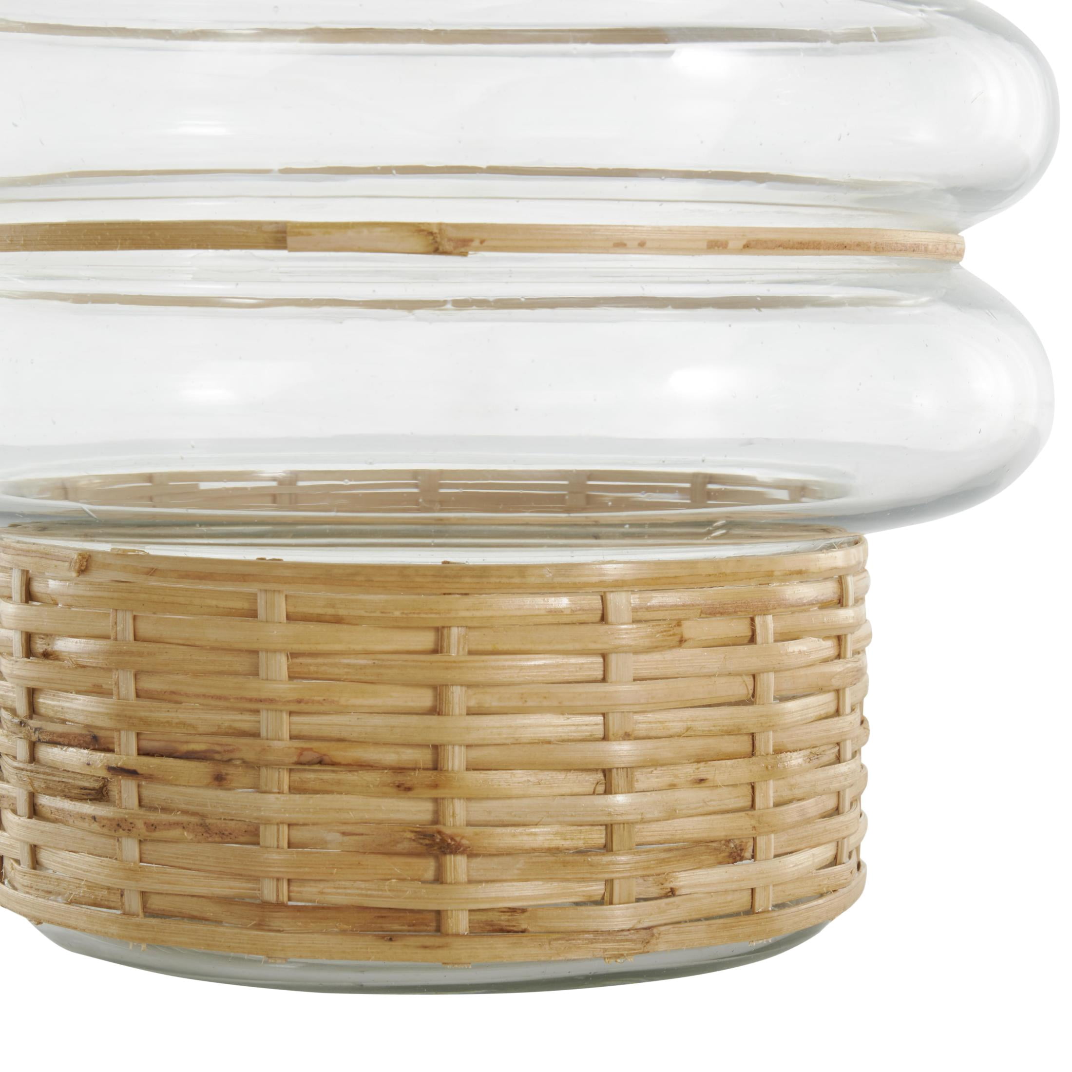 DecMode 12", 10"H Handmade Rattan Wrapped Glass Vase, Set of 2