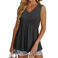 thumbnail image 4 of Womens Flowy Tank Tops, 2025 New Peplum Shirt, Loose Fitting Dressy Sleeveless V Neck Eyelet Blouse Ribbed Tank Tops for Women Black L, 4 of 9
