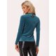 thumbnail image 4 of Blusa con cuello levantado para mujer de manga larga acanalado de punto de terciopelo sólido Azul Eléctrico XL, 4 of 6