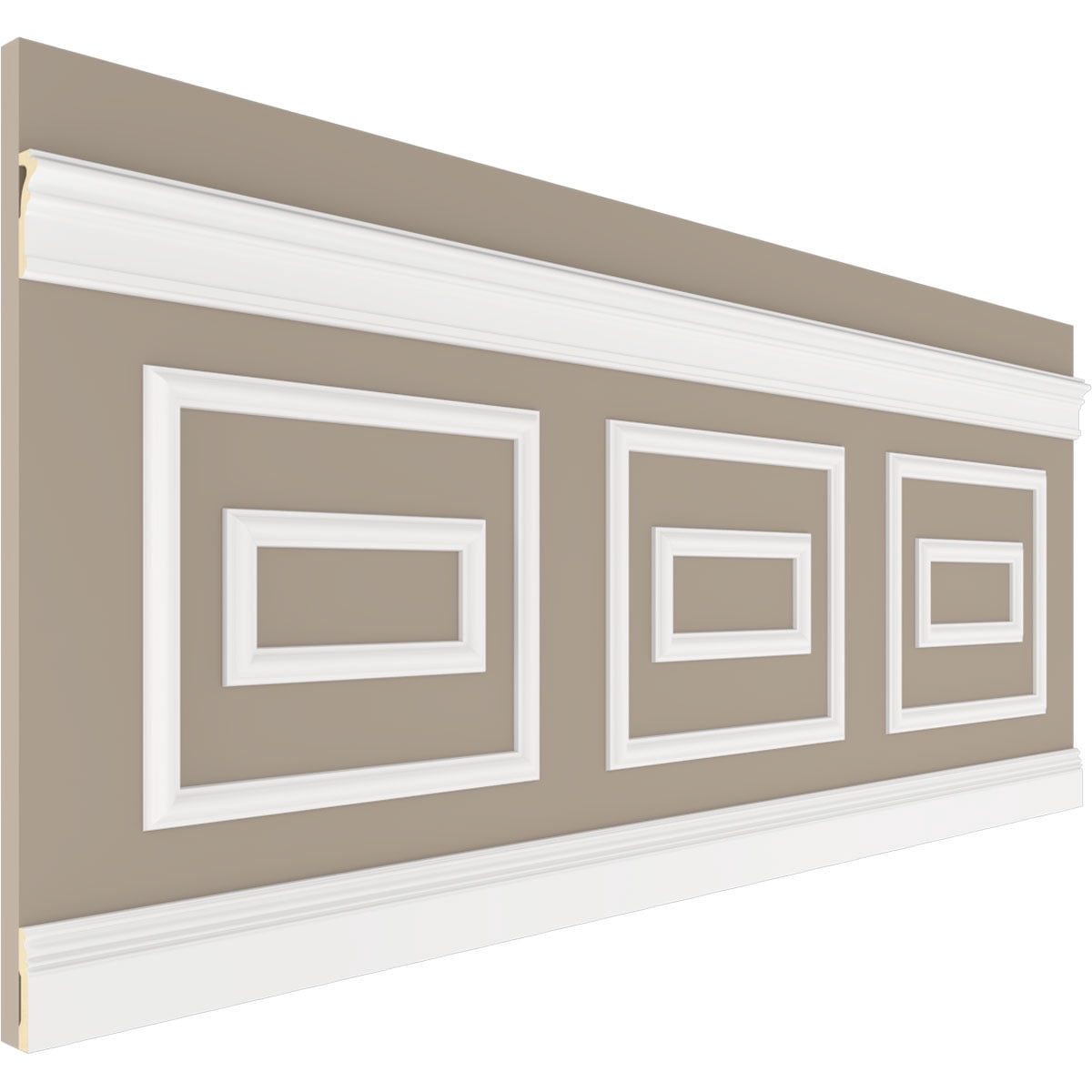 Ekena millwork 94 1/2"L (Adjustable 36"H to 40"H) Ashford Square Double Panel Traditional Wainscot Paneling Kit