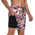 thumbnail image 3 of Picia record rock Skull lips pattern Mens Swim Trunks with Compression Liner Stretch Beach Shorts Quick Dry with Zipper Pockets No-Chafing Board Shorts-XX-Large, 3 of 9