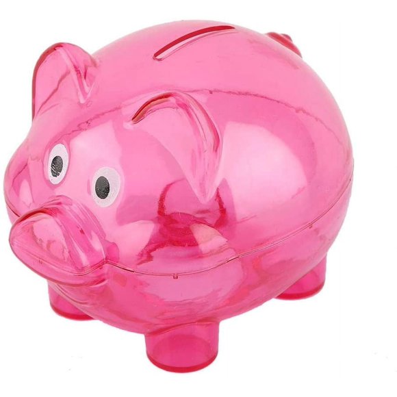 Mxtech Piggy Bank, Cute Baby Savings Bank, Cartoon Shape, Transparent Plastic, Multicolored, Boys & Girls, Asian Culture