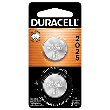 Duracell 2025 Lithium Coin Battery 3V, Bitter Coating Discourages Swallowing, 2 Pack