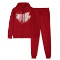 thumbnail image 2 of successthop Womens Lounge Set 2 Piece Outfits Long Sleeve Hoodie and Jogger Sweatpant Heart Fall Sportwear with Pocket, 2 of 6