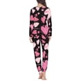 thumbnail image 3 of Renewold Holiday Long Sleeve Pajamas for Women 2 Pieces Valentine's Day Sweatshirt Sweatpants Set Pink Hearts Breathable Crew Neck Loungewear Pjs Size 2XL, 3 of 4