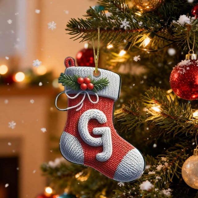 26 Letters Acrylic Christmas Stocking Ornaments Style Hanging Decor For Christmas Tree Festive Holiday Gift