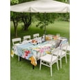 thumbnail image 3 of Outdoor Tablecloth with Umbrella Hole and Zipper, Easter Rectangle Table Cloth 60x102 Inch Waterproof Tablecloth, Spring Farmhouse Bunny Flower Teal Blue Wood Grain Picnic Table Cover for Patio, 3 of 7