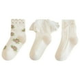 thumbnail image 1 of CHUANK Toddlers Girls Ruffle Socks Toddlers Ruffled Socks Beige 5-8 Years, 1 of 5