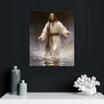 thumbnail image 4 of ONETECH Framed Jesus Wall Art Jesus Decor Walking In The Water Canvas Christian Religious Black Jesus Canvas Wall Decoration Bible Picture Poster Printing Living Room Painting Church Ready To Hang., 4 of 4