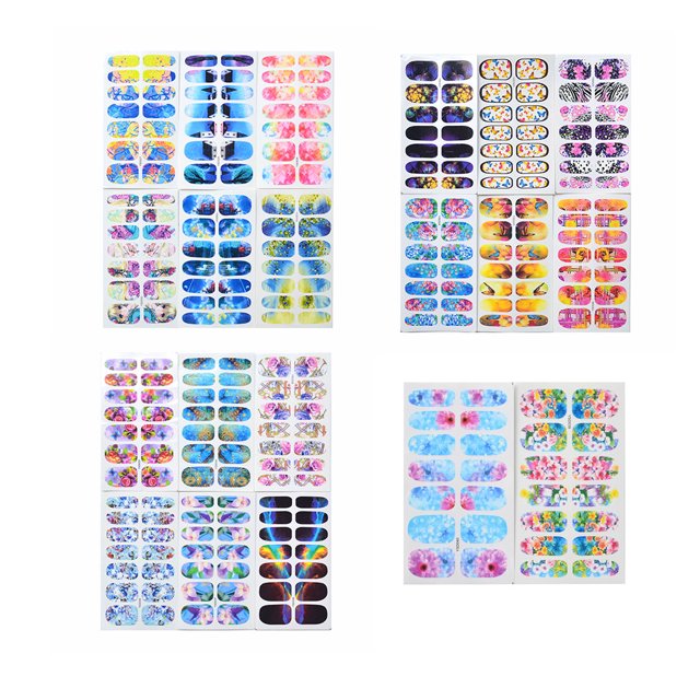 Worallymy 20 hojas/juego de pegatinas de uñas para mujeres y niñas cielo estrellado flor mariposa calcomanía para uñas decoración envolvente Worallymy JD735801911