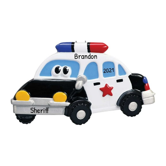Ornaments by Elves Personalized Police Ornament Police Car Ornaments for Christmas Tree .25 lbs