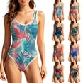 thumbnail image 2 of CCRFTGI Swimsuit for Women One Piece Beach Vacation Swimsuit Tummy Control Slimming Bathing Suit Print Summer Swim Suit Swimwear Mint Green XXL, 2 of 8