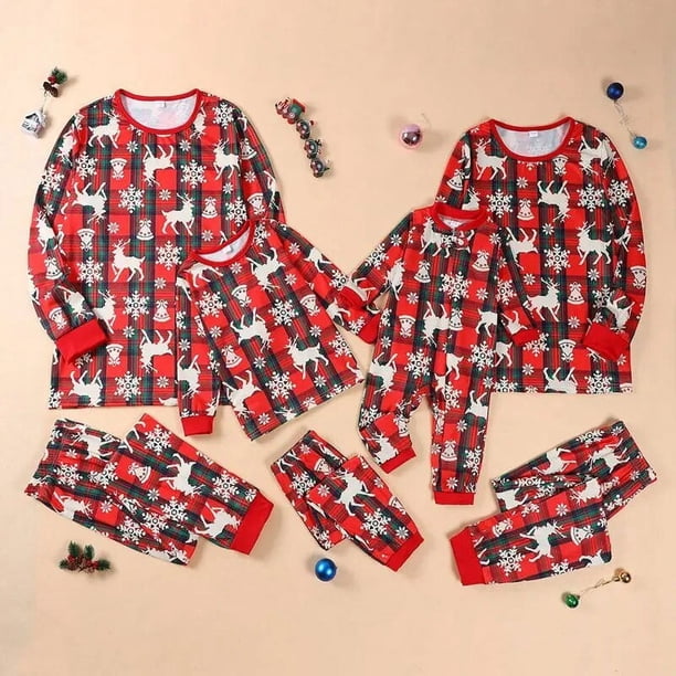 Pijamas de Navidad a juego para la familia, conjunto de ropa de aspecto de bebé, padre, madre e hijo, Año Nuevo