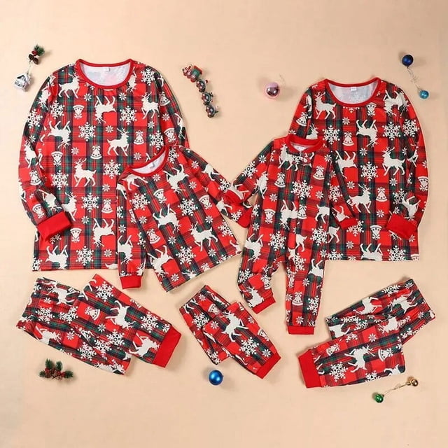 Pijamas de Navidad a juego para la familia, conjunto de ropa de aspecto de bebé, padre, madre e hijo, Año Nuevo
