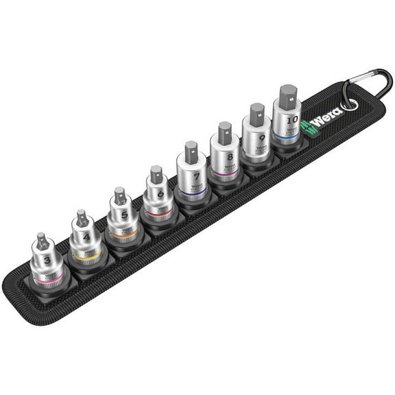 Wera 003971 Belt 2 Zyklop 3/8" Drive In-Hex-Plus Bit Socket Set with Holding Function - Metric