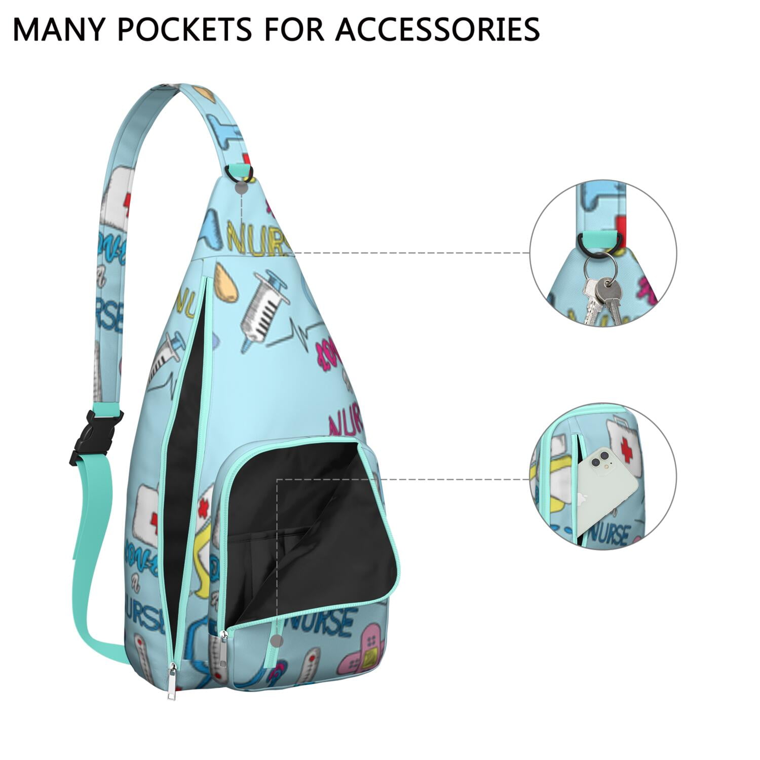 Funny Nurse Life Crossbody Sling Bag - Cute Nurse Aesthetic Waterproof Chest Pack, Lightweight Medical-Themed Shoulder Bag for Nursing Students & Healthcare Heroes (Saving Lives Every Day Design)