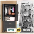 thumbnail image 3 of SUNCROWN 71" Storage Armoire Wardrobe Cabinet with 2 Doors & 2 Large Drawers, Freestanding Closet Organizer with Handles, Waterproof Storage Cabinet for Bedroom, Bathroom（Black), 3 of 9