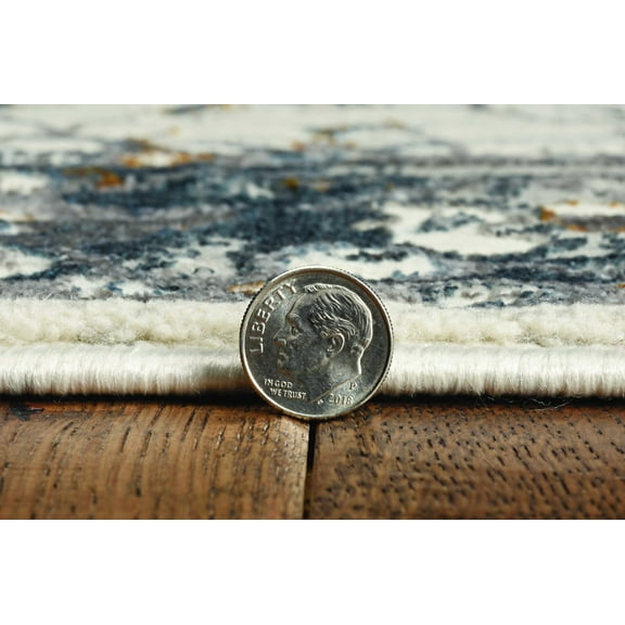 6' x 9' Ivory or Grey Floral Vine Bordered Indoor Area Rug