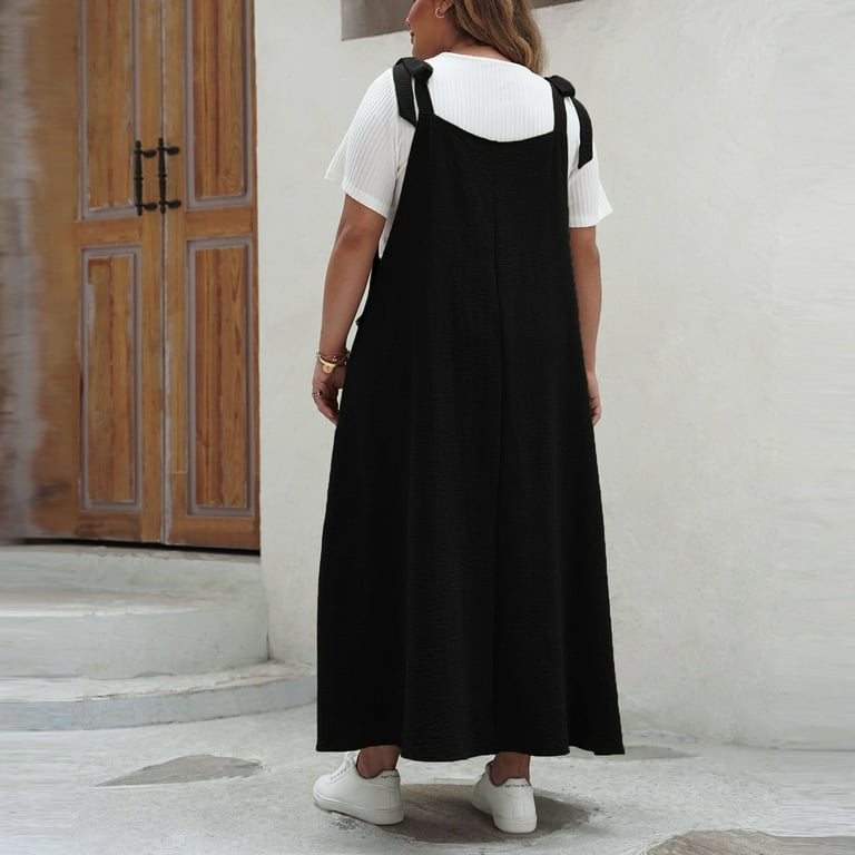 Plus Size Jumper Dress for Women Loose Overall Pinafore Dresses