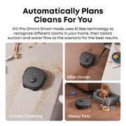 eufy X10 Pro Omni Robot Vacuum and Mop Combo, Incredible Suction, Dual Mops with 12 mm Auto-Lift and Carpet Detection, AI Obstacle Avoidance and Official Floor Cleaning Solutions (2 Bottles)