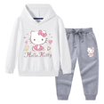 thumbnail image 3 of Hello Kitty-suéter con capucha y cuello alto para niños, pantalones de dos piezas con dibujos animados para niño, traje deportivo informal de manga larga de algodón puro, 3 of 5