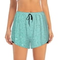thumbnail image 2 of Gukieu Teal Turquoise Glitter Print Women's Sports Shorts with Drawstring Elastic Waistband for Running, Yoga, Fitness-XX-Large, 2 of 7