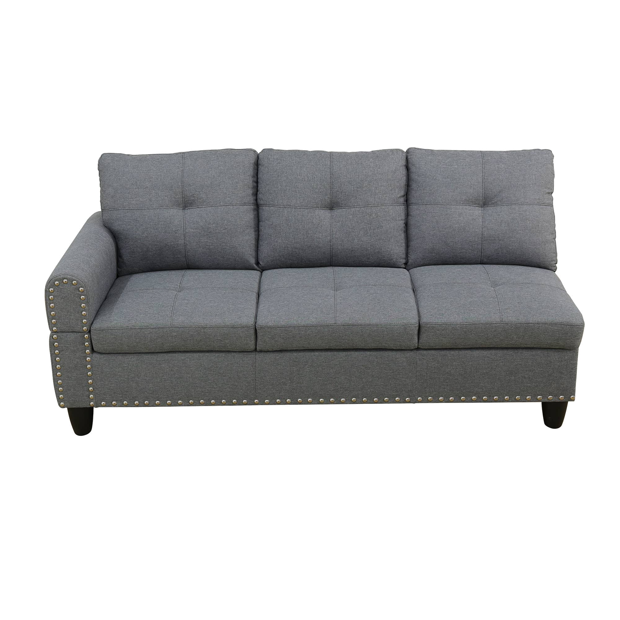 MAYEERTY 97.5" Sectional Sofa with L-Shape Chaise, 3-Piece Linen Sofa Couch for Living Room, Grey