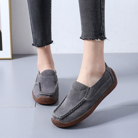 

Aayomet Womens Casual Shoes Size 8 1/2 Shoes Toe Single Slip Round Flat Color Solid Casual Comfortable On Breathable Women Gray 8.5